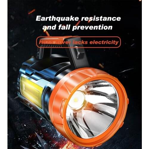 Super bright portable spotlight LED searchlight Flashlight With side light red and white Built-in battery for Camping Hiking