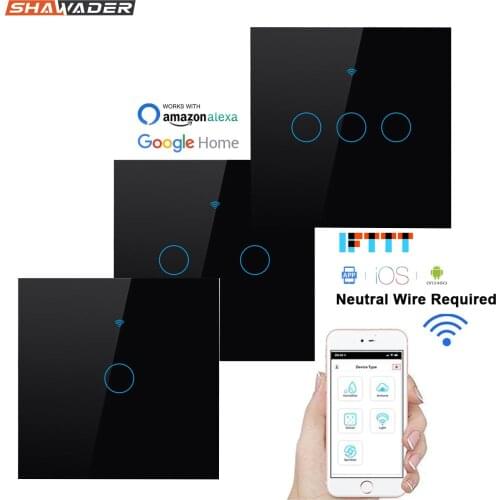 Wifi Smart Light Switch Glass Touch Panel Voice Wireless Remote Control Electrical Power Lamp Switches by Tuya Alexa Google Home