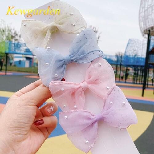 Kewgarden Girls bow hair clip hair ornament for childrens headdress 4pcs