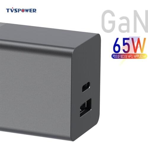 65W 2Ports GaN Charger Quick Charge 4.0 Type C PD 45W/20W/18W Portable USB Fast Charging For iPhone Xiaomi Huawei Macbook Laptop