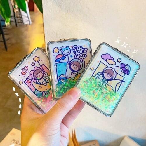 Women Cosmetic Mirrors for Gift Cute Mirror Cartoon Mirror Portable Two-side Folding Make Up Mirror Mini Makeup Compact Pocket
