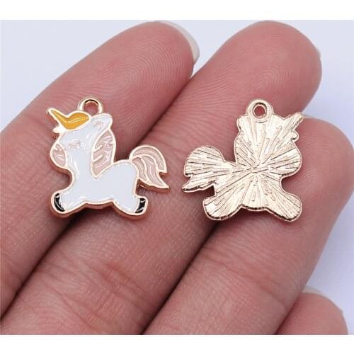 10pcs 18x18mm KC Gold Plated Unicorn Charm Pendant For Earring Making Earring Accessories