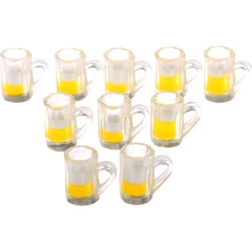10 Pcs/set 1:12 dollhouse miniature kitchen beer glass food drink cups mug bar decor child pretend toys doll house accessories