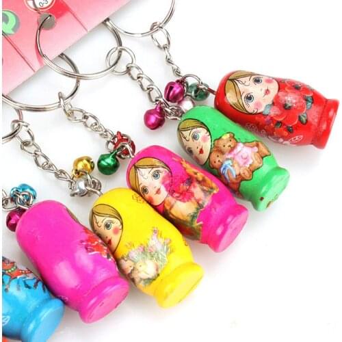 12Pcs/Set Russian Nesting Dolls Key Ring Babushka Matryoshka Figurines Kids Toy
