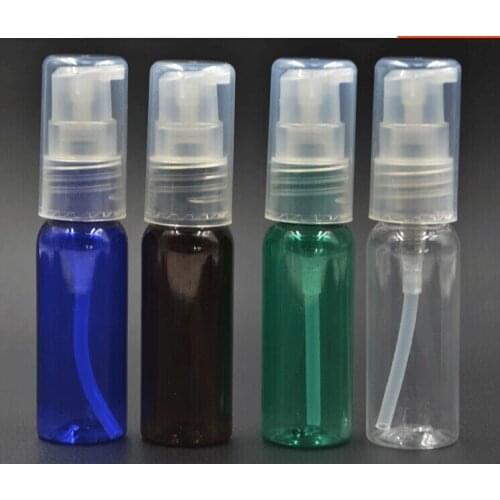 20ps/lot 20ml Small Clear Lotion spray Bottle travel Liquid container Shampoo Bottle plastic Portable Bottle with pump and lid