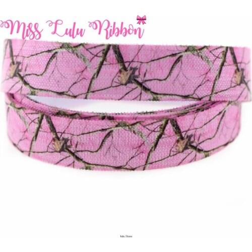 5/8"16mm polka dots and red rose flower printed fold over elastic ribbon diy handmade hair bows party decoration 50 yards