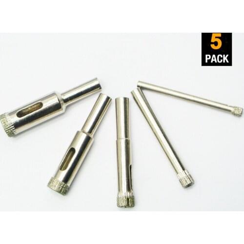 5 Pack Diamond Drill Bit Hole Saw Drill Bit Glass and Tile Hollow Core Drill Bit