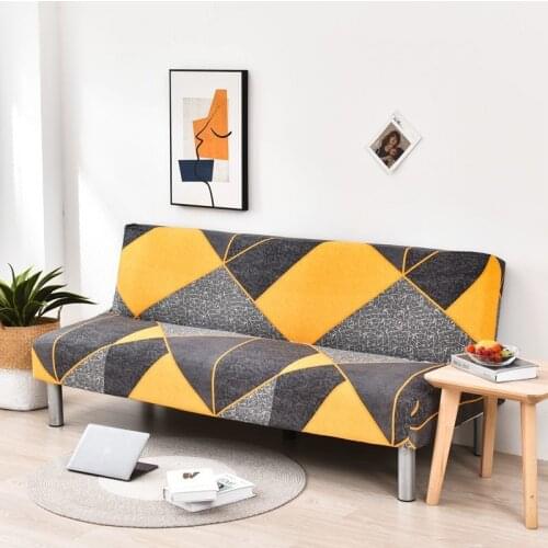 New Simple Style Folding Sofa Bed Cover for Living Room Armless Sofa Covers Elastic Spandex All Inclusive Soft Slipcovers F8552