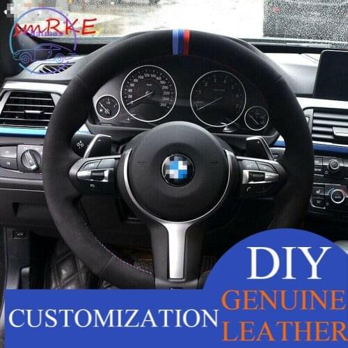 For BMW F33 428i 2015 F30 320d 328i 330i M3 M4 Black Carbon Fiber Leather Suede Steering Wheel Cover Anti-slip fit all season