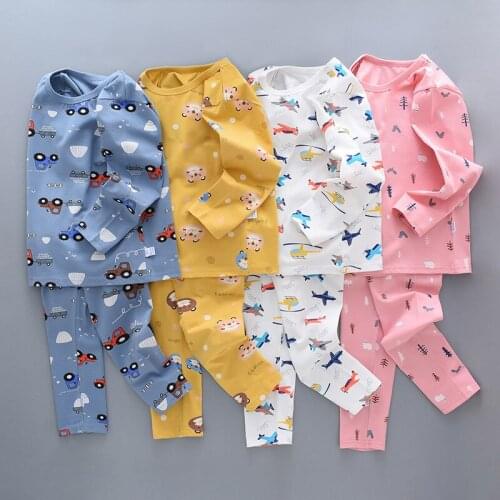 Children Pajamas Set Long Sleeve Baby Boy Pyjamas Girl Cartoon Home Clothes Kid Sleepwear Clothes Nightwear Homewear Pijamas Set