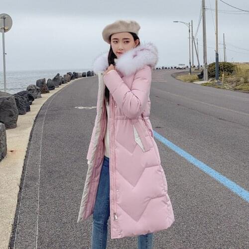 Long Parkas Winter Jacket Women Plus Size 2019 New Fur collar Womens Down Cotton Coat Thick Hooded Winter jackets Female A2887