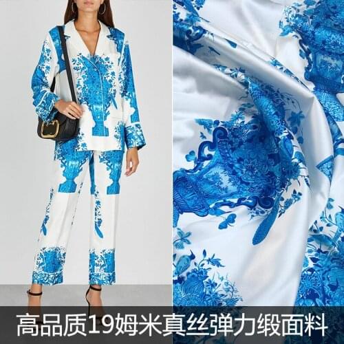 Printed 100% Polyester Stretch Satin Fabric Fashion Shirt Clothing Shirt Brand Fabric Cloth for Dress Fabrics Per Meter Sewing