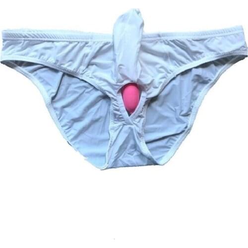 Erotic Mens Brief Fad Ice Silk Sex Lower Body Convex Bag Elephant Nose Briefs Gladiator Clothing Nightclub Gay Couple Underwear