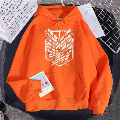 Anime Attack On Titan Fresh Flowers Printed Hoodie Women Fashion Casual Clothing Loose Oversize Pullovers Autumn Fleece Hooded