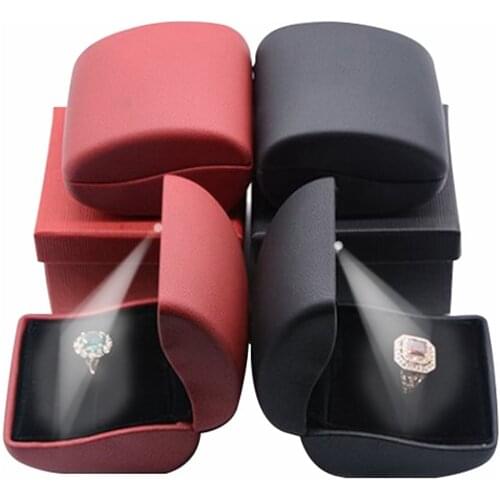 LED Lighted Ring Jewellery Gift Box Arc Shaped Engagement Earring Pendant Necklace Jewelry Display Packing Case