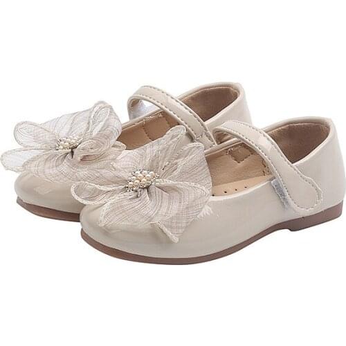 Girls' Leather Shoes 2021 Summer New Baby Bow-knot Princess Shoes Summer Girl Performance Dance Shoes Mesh Chic Sweet for Party