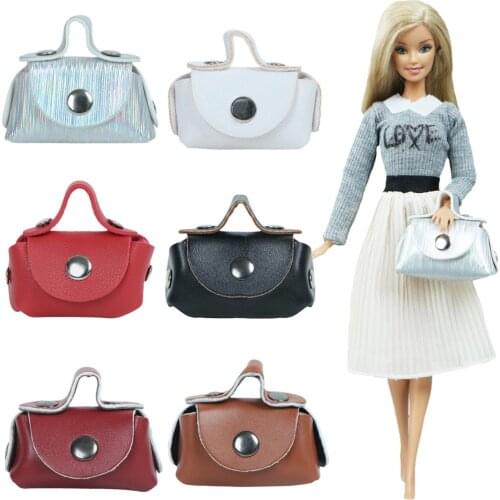 1 Pcs Handmade Doll Leather Bag Fashion Shoulder Shopping Handbag for Barbie Doll Accessories Baby Toys 1/6 Doll Mixed Color