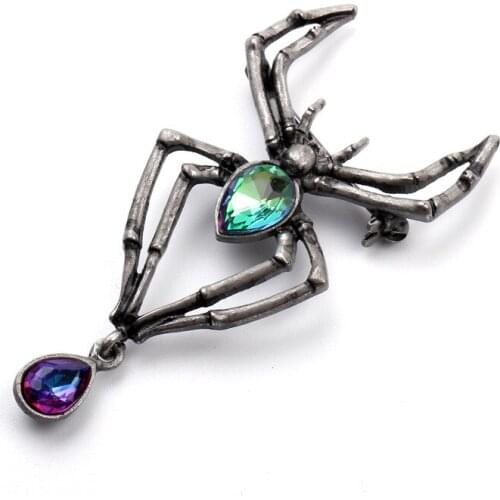 Fashion Black Spider Unique Alloy Retro Trendy Jewelry Rhinestone Brooch Pin Banquet Hat Scarf Pins