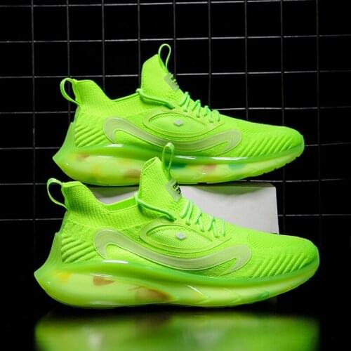 HOT New 2020 Breathable Men Sneakers Outdoor Sports Running Shoes Yellow Green Walking Mens Athletic Comfortable Shoes Jogging
