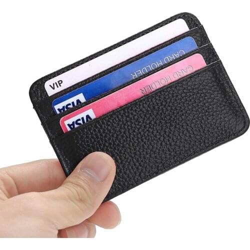 Men Genuine Leather Bank Card Case Thin Mini Card Wallet Man Business ID Credit Cards Holder Cards Pack Cash Pocket Woman