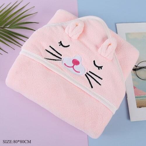 Cartoon Animal Hooded Bathrobes for Babies Baby Soft Coral Fleece Bath Towels Newborns Beach Poncho Bebes Quilts Shower Blankets