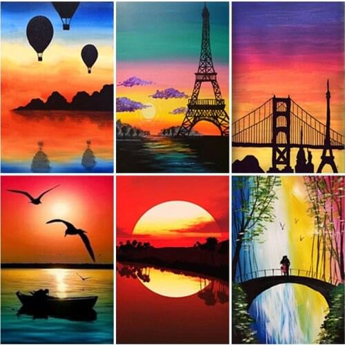 DIY Sunshine Beach River Sea Scenic 5D Diamond Painting Full Square Drill Landscape Cross Stitch Kit Mosaic Art Home Decor Gift