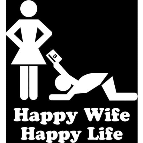 15*13.8cm HAPPY WIFE HAPPY LIFE vinyl car/truck/window decal sticker Funny Personality Stickers Modern Decal