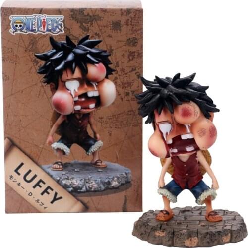 New Luffy Fat Beaten Face Ver. PVC Action Figures Funny Luffy Zoro Sanji Collectibles Model 15cm