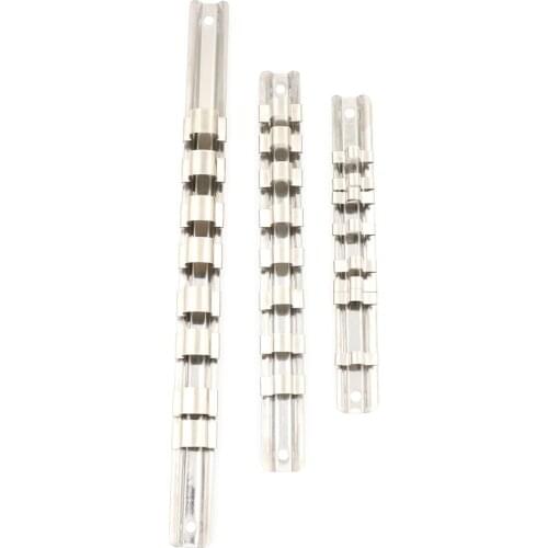 New Socket Rack Holder 1/4" 3/8" 1/2" with 16 Clips On Rail Tool Organizer Storage