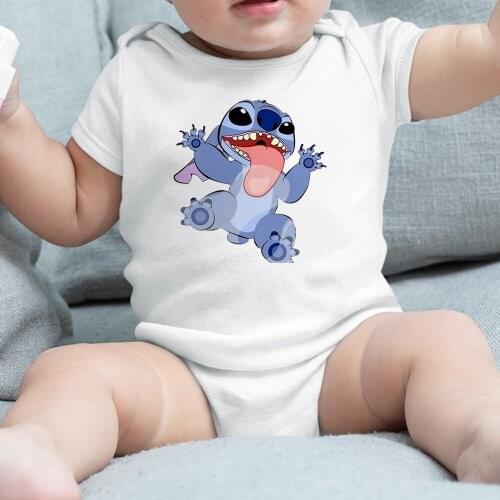 Newborn Clothes Disney Lilo & Stitch Printing Fashion Baby Girl Boy Onesie Short Sleeve Harajuku Infant Romper Toddler Bodysuits