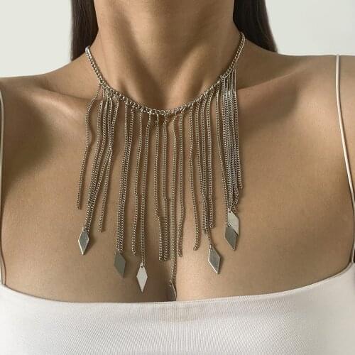 New Arrivals Long Tassel Statement Alloy Metal Necklace for Women Female Party Wedding Gold Chains Collar Necklace Jewelry