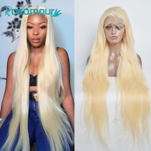 28 30 40 42 inches Long Hair Full Lace Human Hair Wigs Brazilian Straight Frontal Wigs For Black Woman 613 Honey Blonde Hair Wig