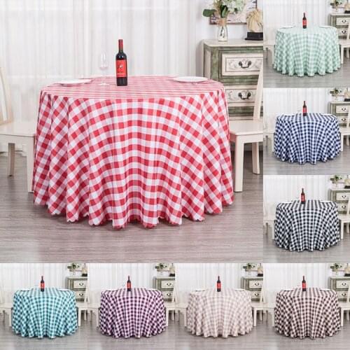 Polyester Plaid Round Table Cloth Cover Fabric Tablecloth for Dining Room Party Outdoor Picnic Red/Black/Blue/green Home Decor