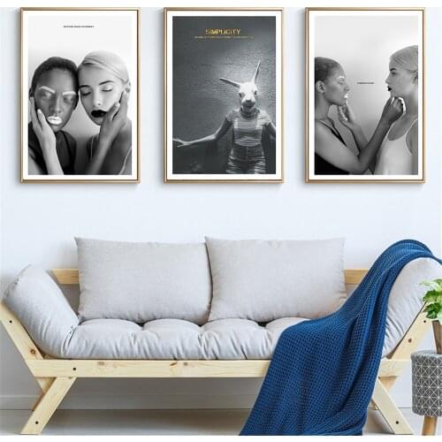 Poster Nordic Abstract Black White Beauty Girl Modern Simplicity Art Wall Picture For Living Room Decor Canvas Print