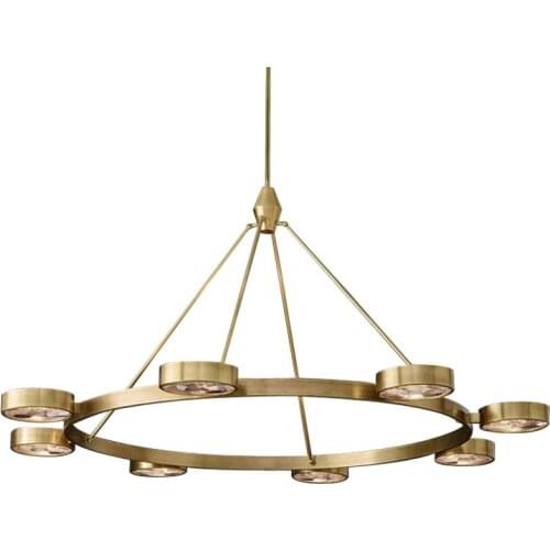 Post-modern copper crystal chandelier villa living room dining room bedroom light creative personality light luxury chandelier
