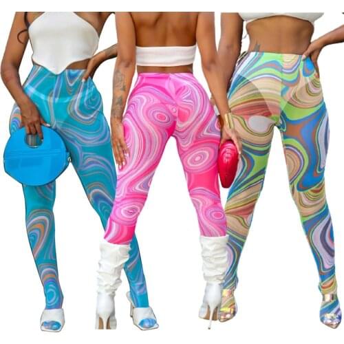 Casual Women Long Pants Print High Waist Skinny Has Stretch Summer Clothes For Women Outfit