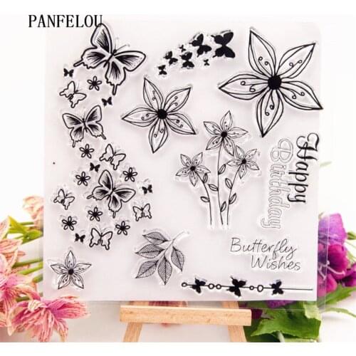 PANFELOU butterfly garden Transparent Silicone Rubber Clear Stamps cartoon for Scrapbooking/DIY Easter wedding New year album