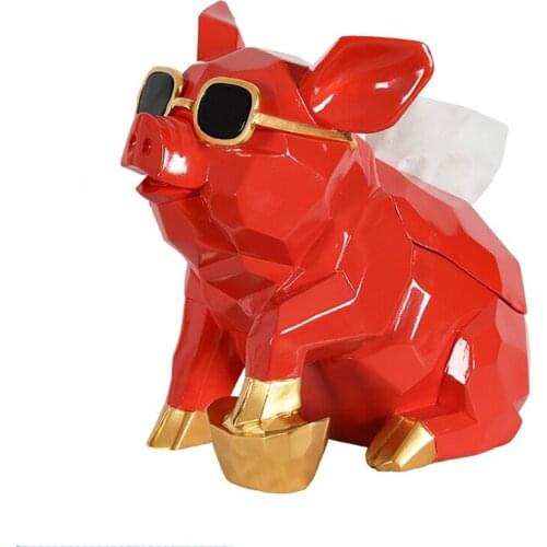 GEOMETRIC LUCKY INGOTS PIG NAPKIN HOLDER BOX ANIMAL SCULPTURE PAPER TOWEL DISPENSER PIGS KITCHEN BOXES FOR DECORATION HOME DECOR
