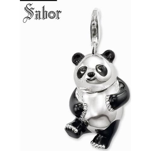 Thomas Cute Panda Charm, gifts silver plated Jewelry For Women Men,2020 Gift Silver color Fit Bracelet Necklave charms