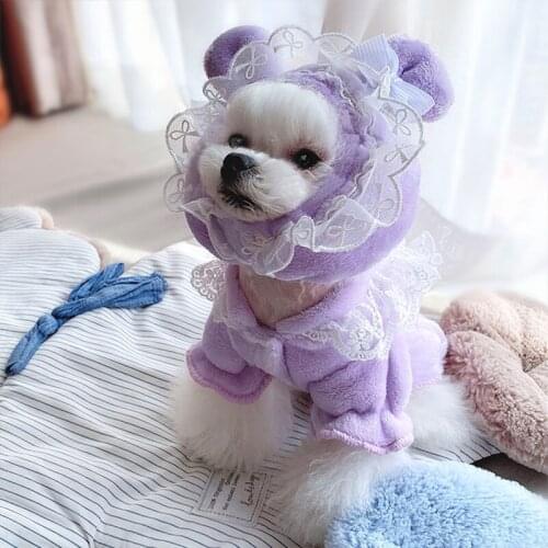 Pet Matching Clothes Dog Pajamas Warm Flannel Puppy Outfit Chihuahua Dogs Coat Jacket Ropa Perro With Hat Small Dog Clothes York