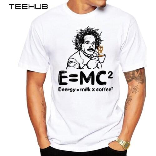 TEEHUB Hot Sales Mens Funny E MC2 coffee milk Design T-Shirt Cool Tops Hipster Tee