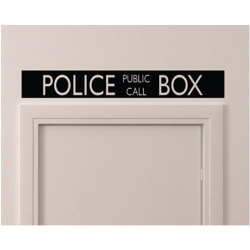 For Vintage Style Police Public Call Box Telephone Bedroom Closet Door - 36 Inch By 5 Inch Wall Vinyl Decal Decorative