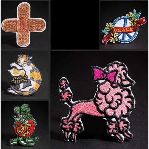 High quality embroidered badge cloth stickers Poodle Cute animals Sweater, down jacket and trousers decorate patches for clothes