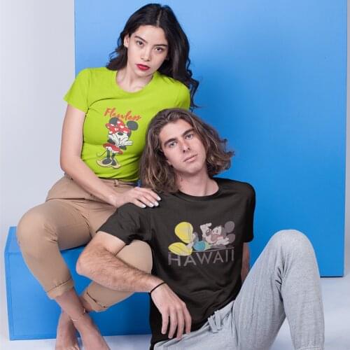 Gift Sweet Disney Couple T Shirt Summer Women Mickey Minnie Short Sleeve Unisex T Shirts Funny Letter Tee Tops Lover Tee