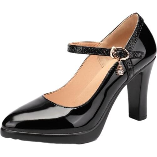 Plus Size 32-43 Women Wedding Shoes Platform Pumps 2021 Fall Patent Leather Shoes High Heels Ladies Shoes for Office Party