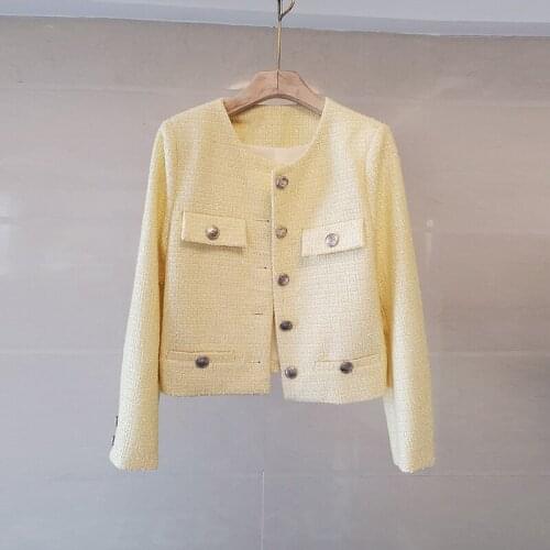 Spring Autumn Plaid Tweed Jackets Women Luxury Single Breasted Elegant Office Lady Woolen Coats Casual Vintage Outwear k3188