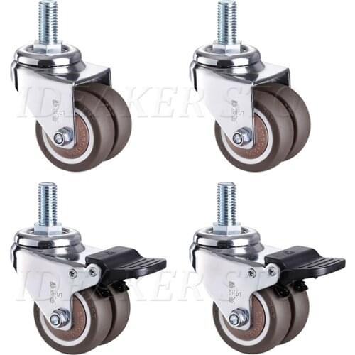 1.5/2 inch 360 Degree Swivel Caster Wheels Rubber Heavy Duty Caster With M10 Stem No Noise Wheels For Carts Workbench