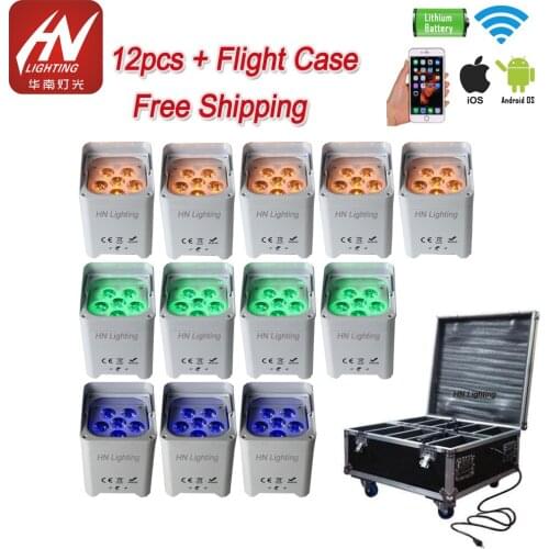 12pcs with case Freedom Par 6*18w RGBWA UV Wireless Rechargable Wash Light Uplight