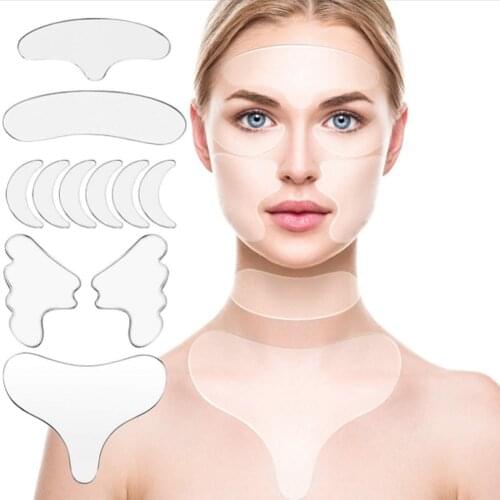 16/11/5/3pcs Women Reusable Silicone Wrinkle Removal Sticker Face Forehead Neck Eye Sticker Pad Anti Wrinkle Skin Lifting Patch