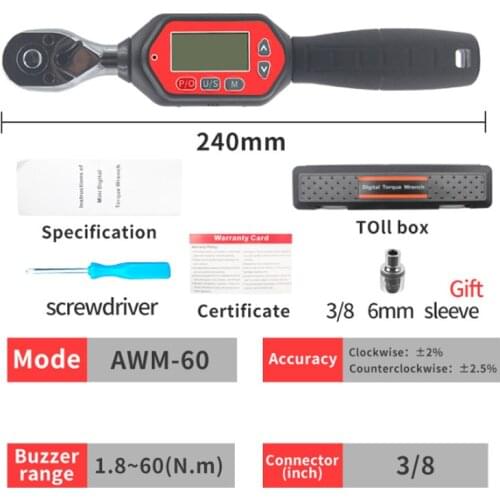 2% accuracy1.8-60N.m Adjustable Professional Electronic Mini Digital Torque Wrench For RepairAnd Maintenance Digital Hand Tools